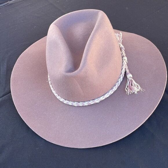 Free People Wild Heart Felt Wide Brim Hat Dusty Rose Hat Medium NWT - Picture 3 of 8
